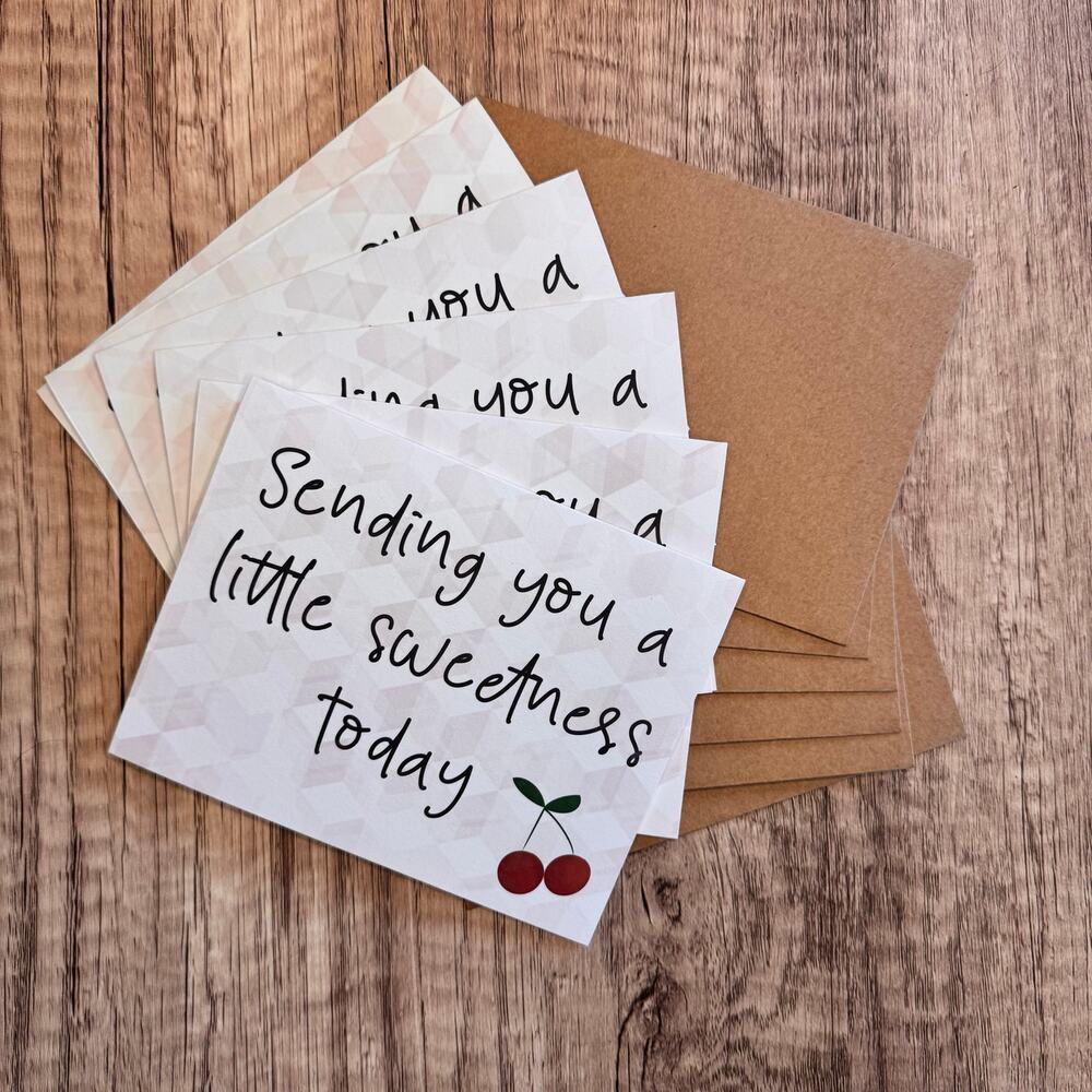 Greeting Cards Blank Cards Thank You Notes Handmade Cherries Cherry Pink Card
